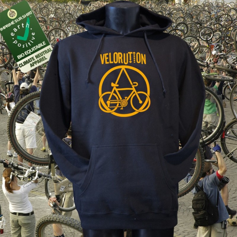 Velorution, homme sweat capuche bio-equitable