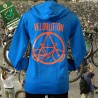 Velorution,fille dos sweat capuche bio-equitable bleu