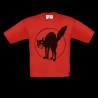 Chat Noir, t-shirt rouge, enfant.