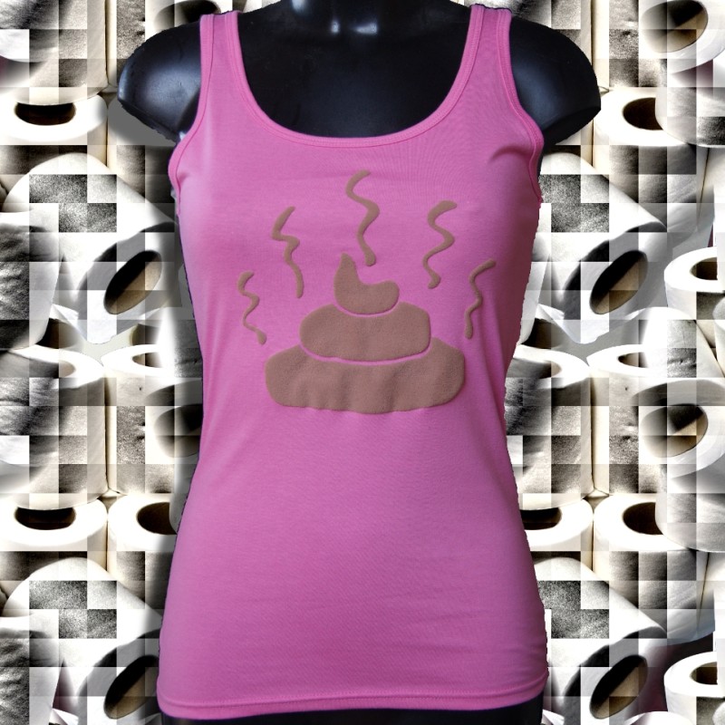 Caca sur débardeur rose