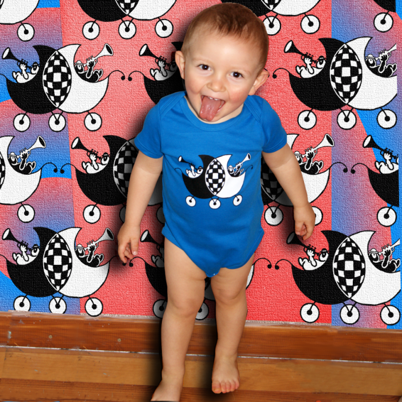 SKALANDAU body bébé bleu bio équitable