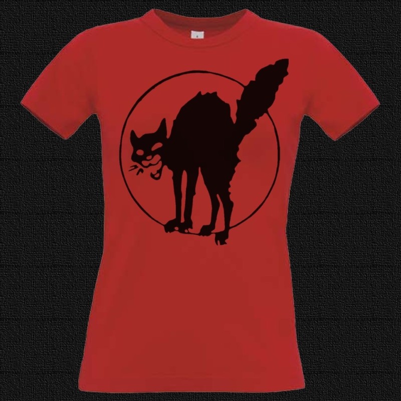 Chat Noir, t-shirt femme rouge