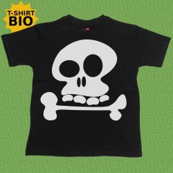 Tête de mort, t-shirt bio, enfant, noir.