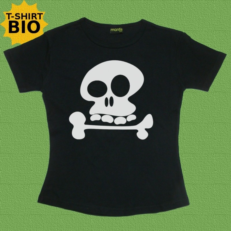 Tête de mort, t-shirt bio, Femme, noir