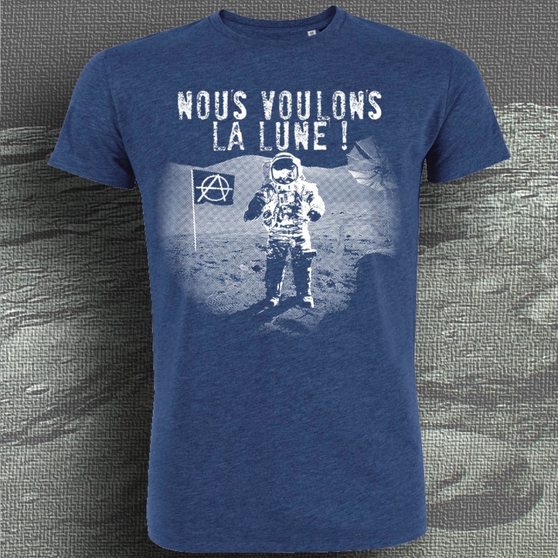 Nous voulons la lune T-shirt masculin Indigo Chiné
