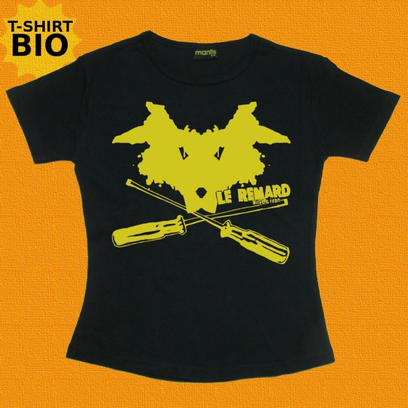 Le Renard, t-shirt bio noir, Femme
