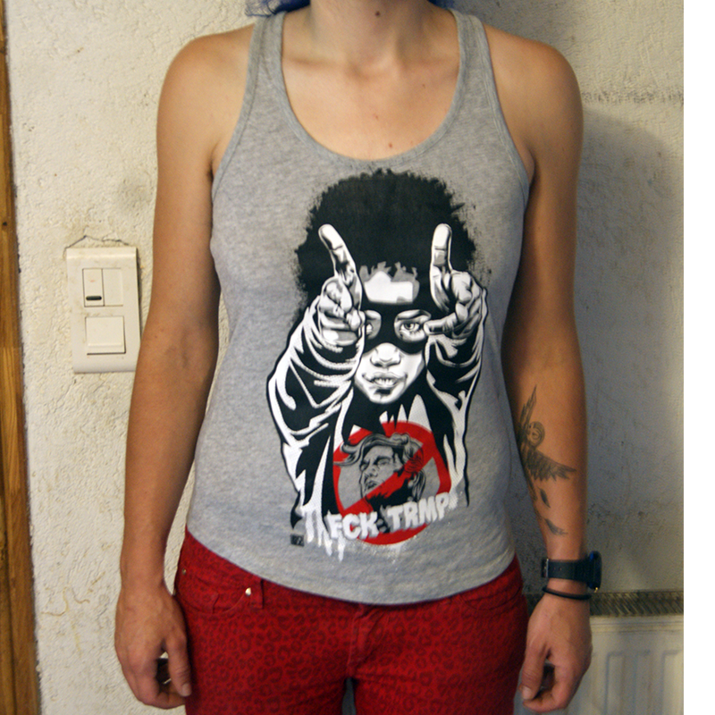 Anartisanart RNST fck trmp debardeur femme gris en coton bio