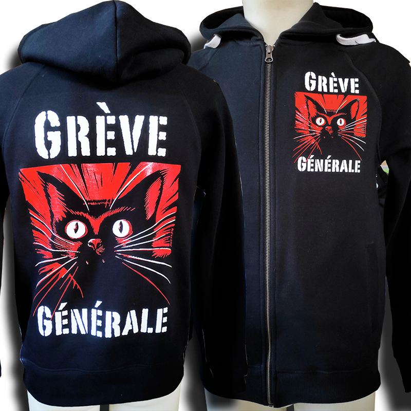 DROOKER Grève Générale Sweat Zip unisexe en coton bio équitable