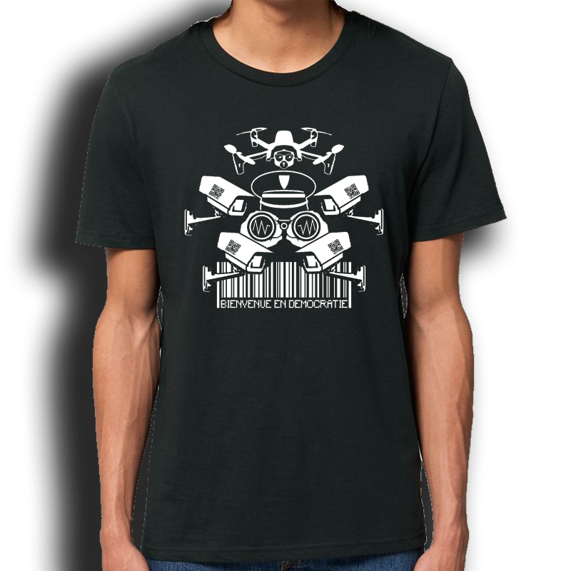 BIENVENUE EN DÉMOCRATIE t-shirt taille masculine en coton bio-équitable
