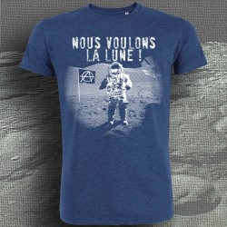 Nous voulons la lune T-shirt masculin Indigo Chiné